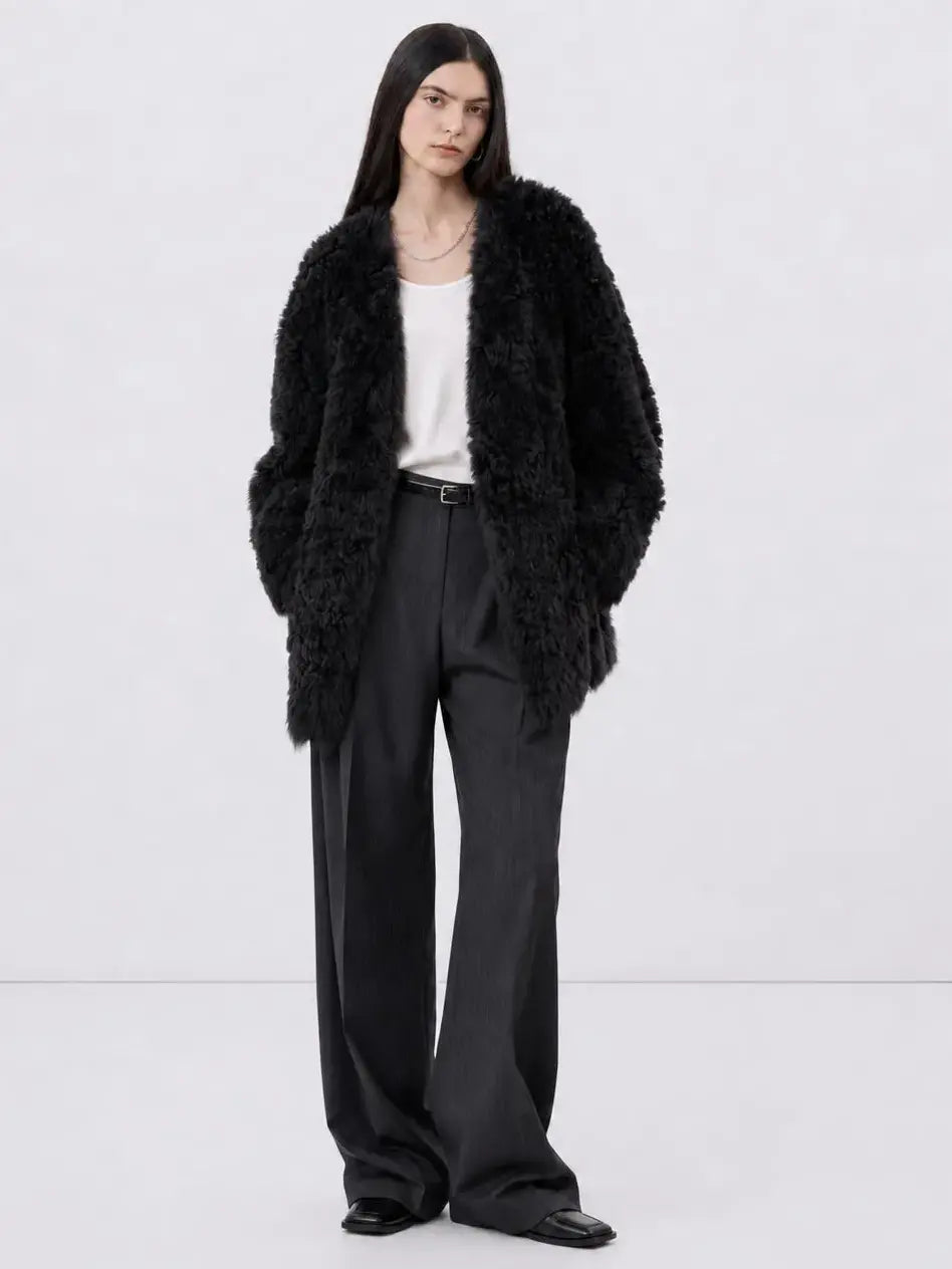 Fireladyfur Women's Tuscan Sheepskin Winter Coat“Peach Oolong”