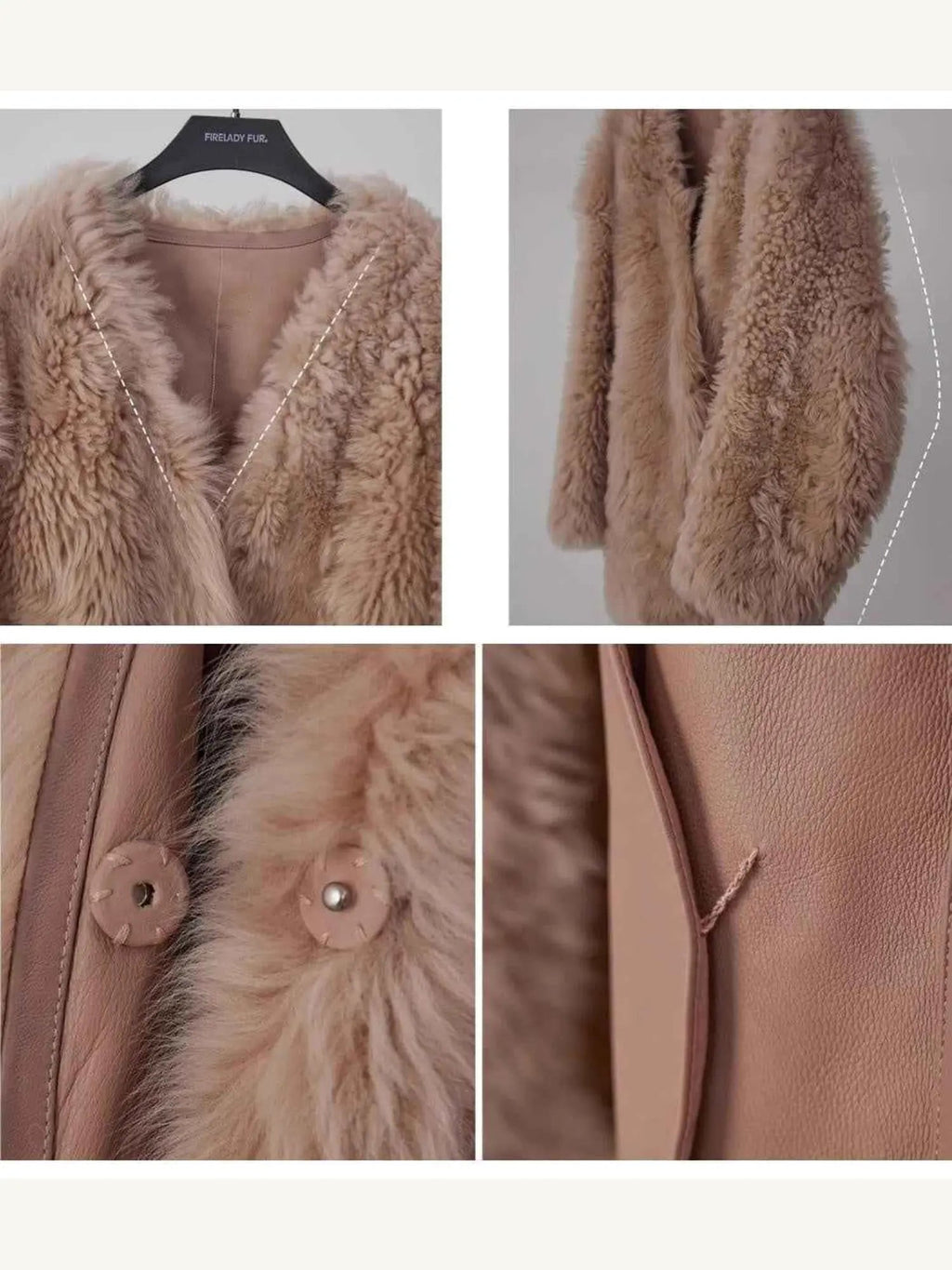 Fireladyfur Women's Tuscan Sheepskin Winter Coat“Peach Oolong”
