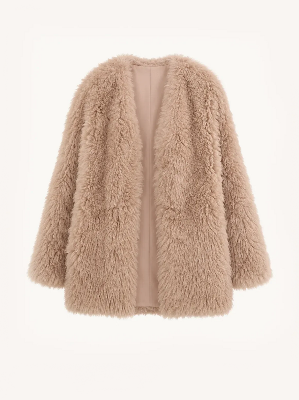 Fireladyfur Women's Tuscan Sheepskin Winter Coat“Peach Oolong”
