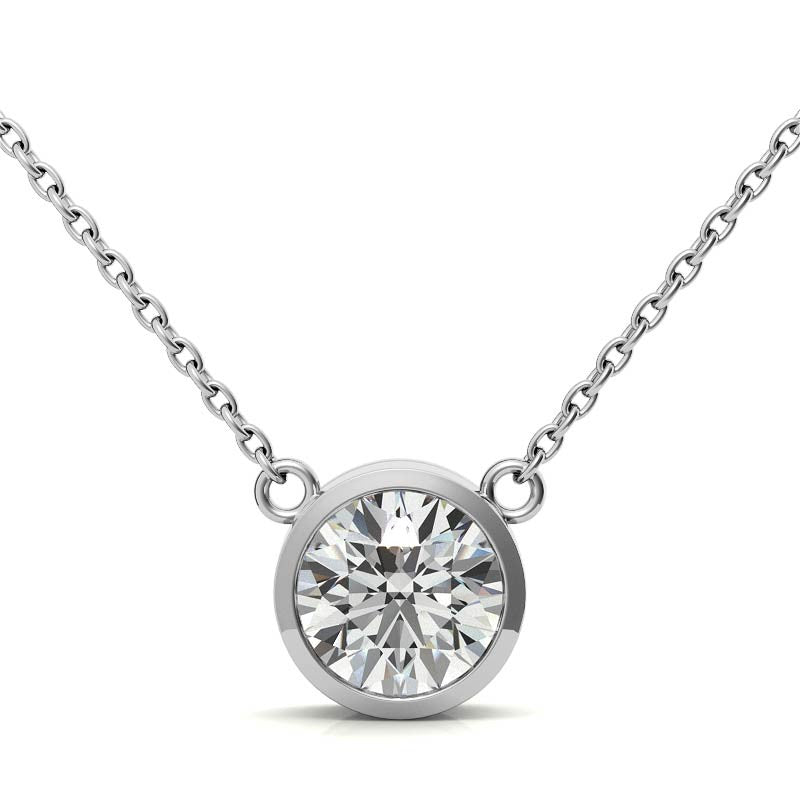 Colgante de bisel con diamante redondo brillante de 2,00 CTW, cultivado en laboratorio y certificado AGI, en oro blanco o amarillo de 14K