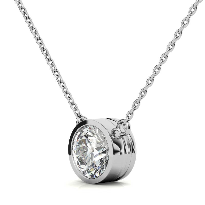 Colgante de bisel con diamante redondo brillante de 2,00 CTW, cultivado en laboratorio y certificado AGI, en oro blanco o amarillo de 14K