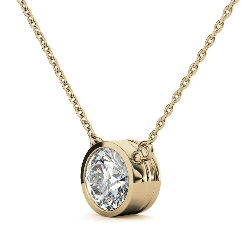 Colgante de bisel con diamante redondo brillante de 2,00 CTW, cultivado en laboratorio y certificado AGI, en oro blanco o amarillo de 14K