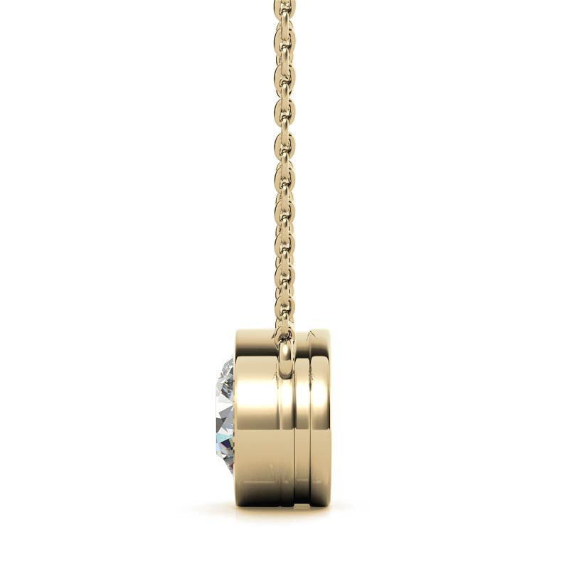 Colgante de bisel con diamante redondo brillante de 2,00 CTW, cultivado en laboratorio y certificado AGI, en oro blanco o amarillo de 14K