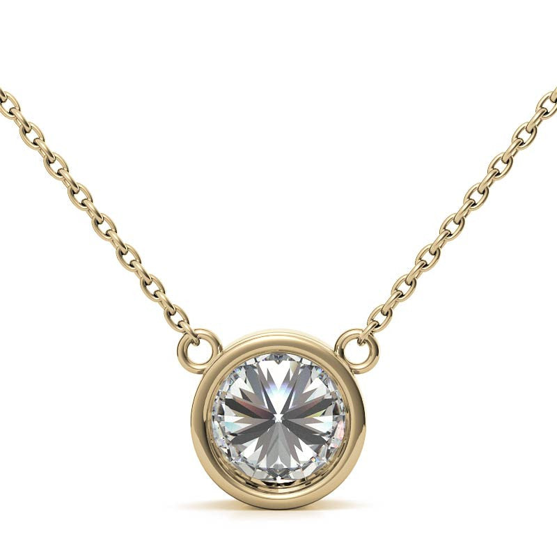 Colgante de bisel con diamante redondo brillante de 2,00 CTW, cultivado en laboratorio y certificado AGI, en oro blanco o amarillo de 14K