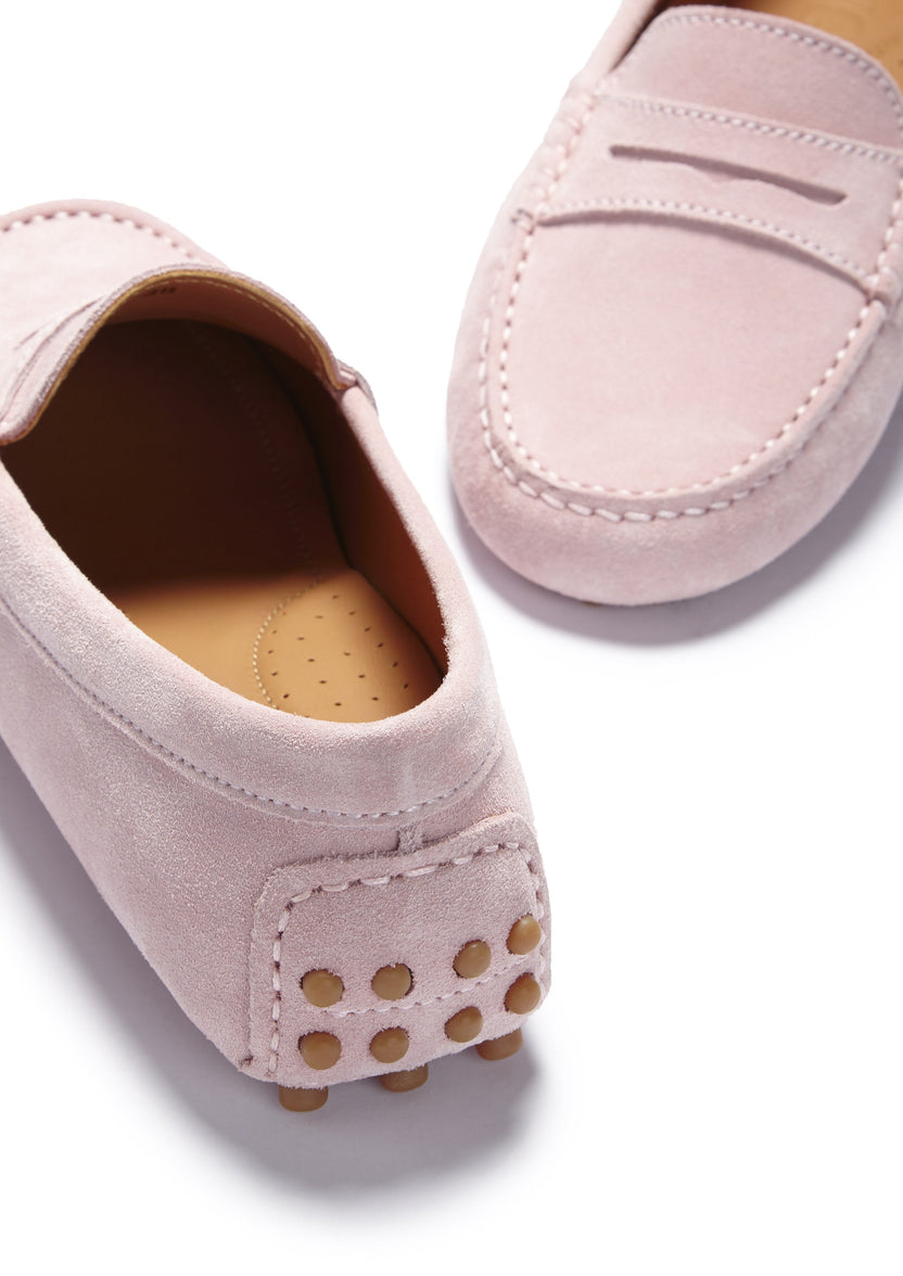 Women's Penny Driving Loafers, Ice Pink Suede