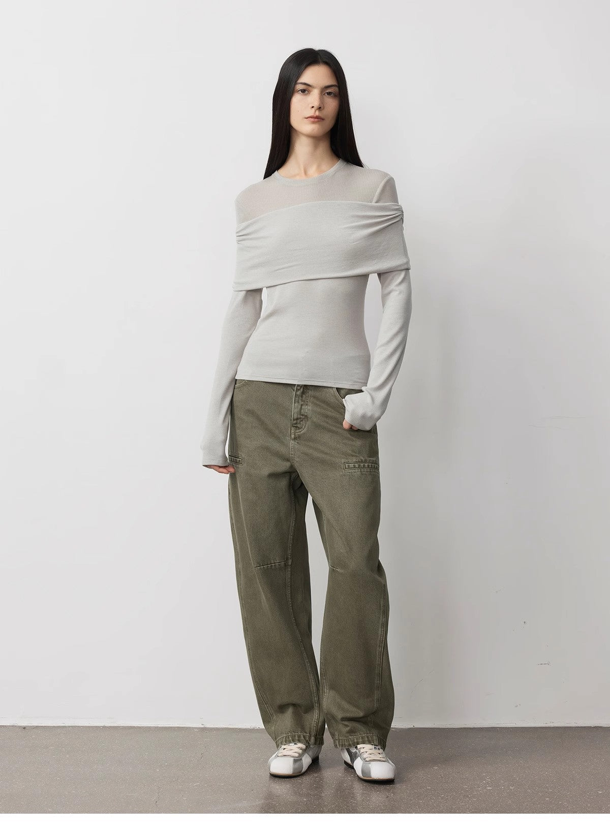 Personalized Layered Tencel Wool Fake Two-Piece Splicing One-Shoulder Versatile Knitted Top"Modern Tricks"