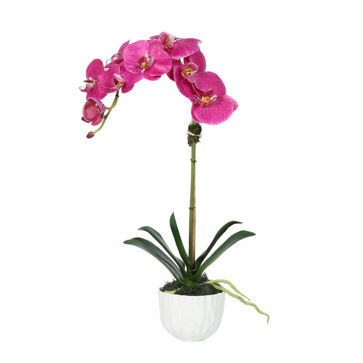 Konstgjord orkidé i vit vas - 46 cm