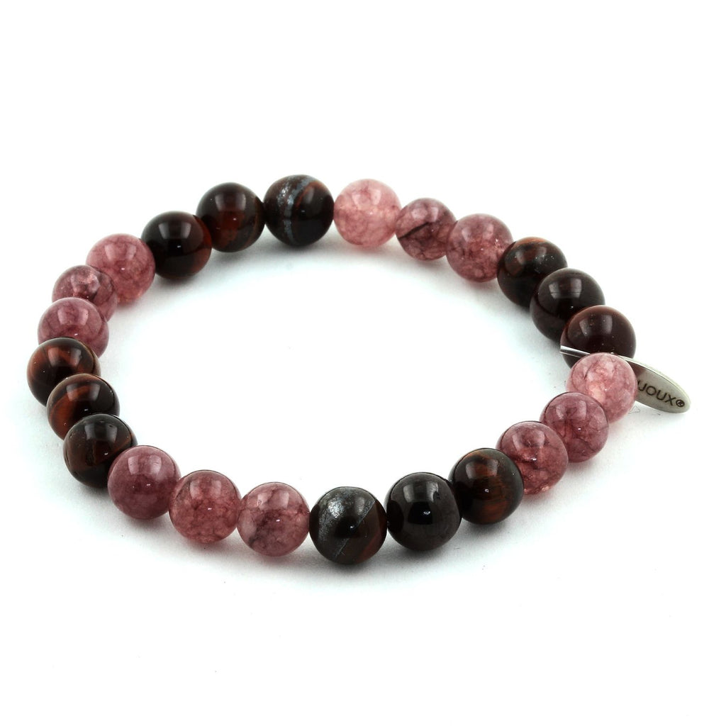 Pulsera de Ojo de Tigre Rojo y Lepidolita de 8 mm.