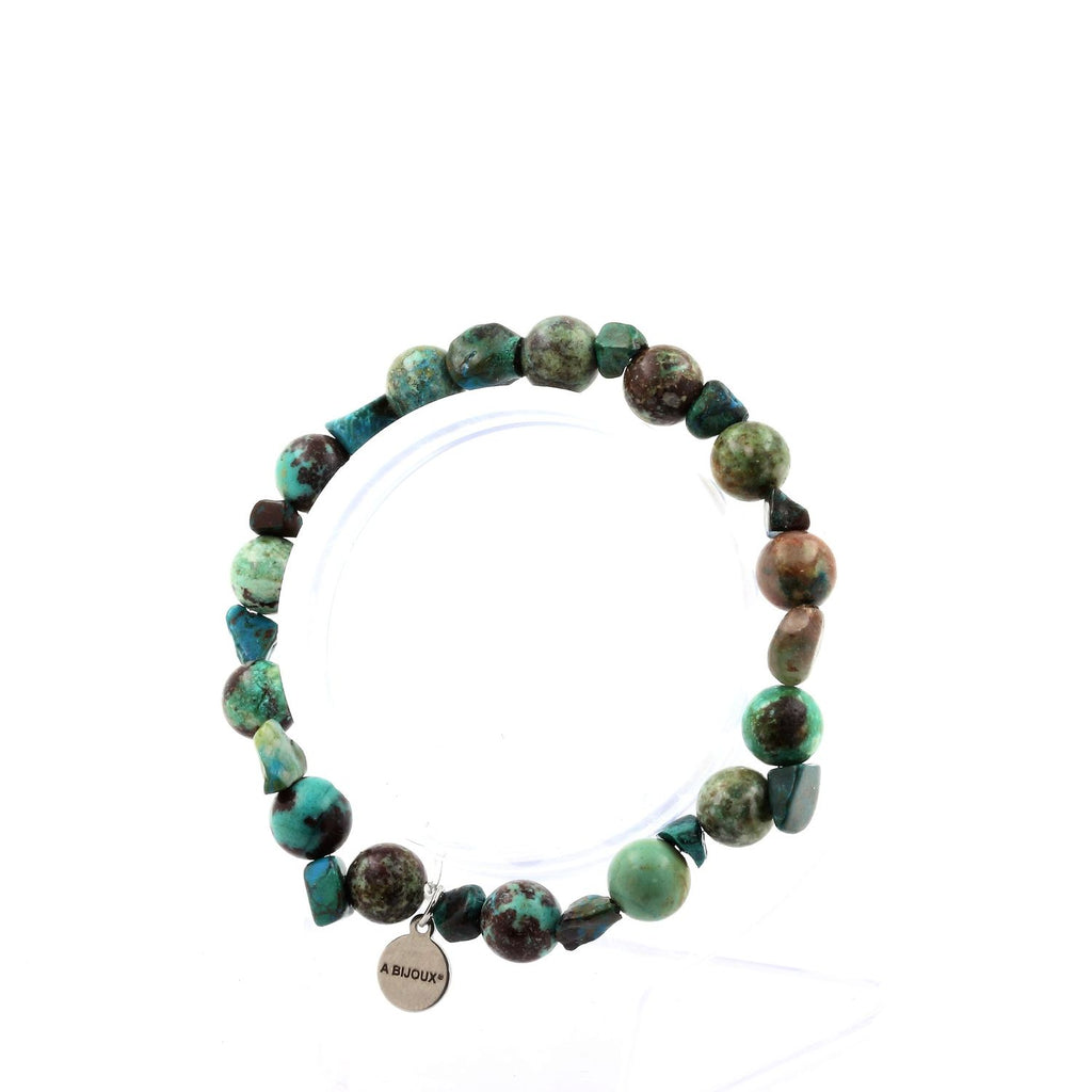 Bracelet Chrysocolle des USA + Perles Chrysocolle de Namibie 8 mm. Qualité 7A.