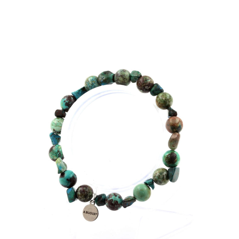 Bracelet Chrysocolle des USA + Perles Chrysocolle de Namibie 8 mm. Qualité 7A.