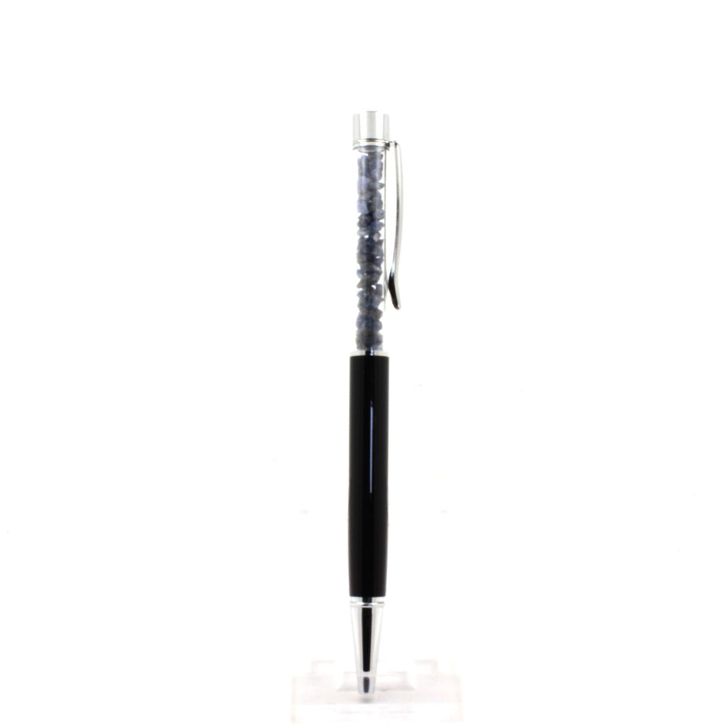 Raw Sapphire mineral pen Madagascar. Black color