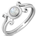 Rainbow Moonstone Spiral Silver Ring
