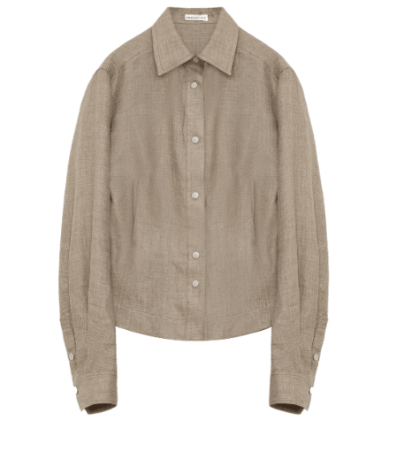 Refreshing Breathable Twill Linen Deconstructed Silhouette Old Money Style Waist Shirt Top"Berlin Afternoon Tea"