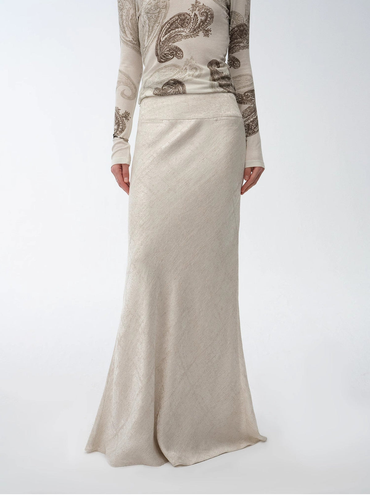 Retro Bias-Cut Linen Blended Straight Fishtail Maxi Skirt"Light and Breezy"