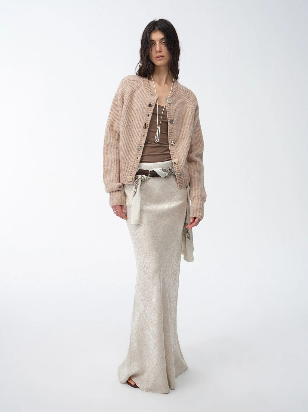 Retro Bias-Cut Linen Blended Straight Fishtail Maxi Skirt"Light and Breezy"