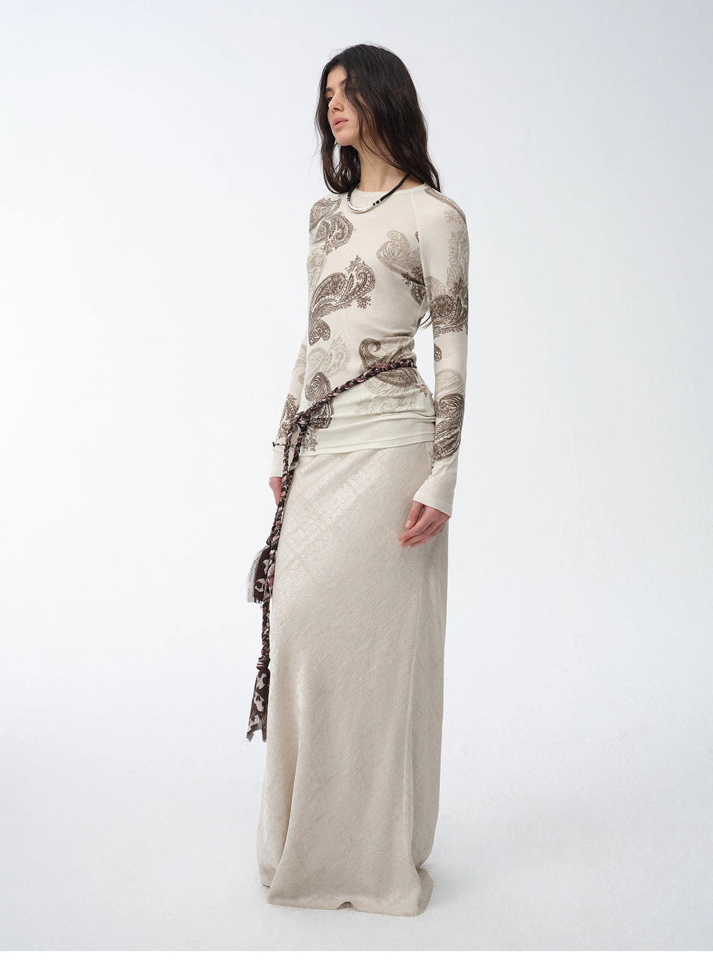 Retro Bias-Cut Linen Blended Straight Fishtail Maxi Skirt"Light and Breezy"