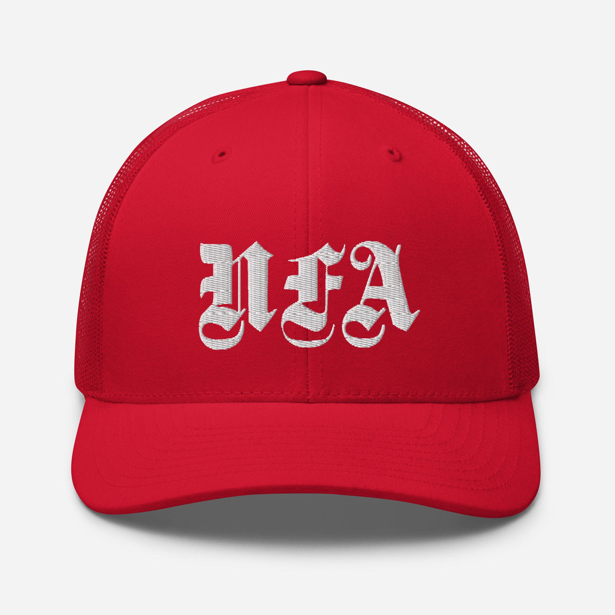 NFA White Embroidery Trucker Cap