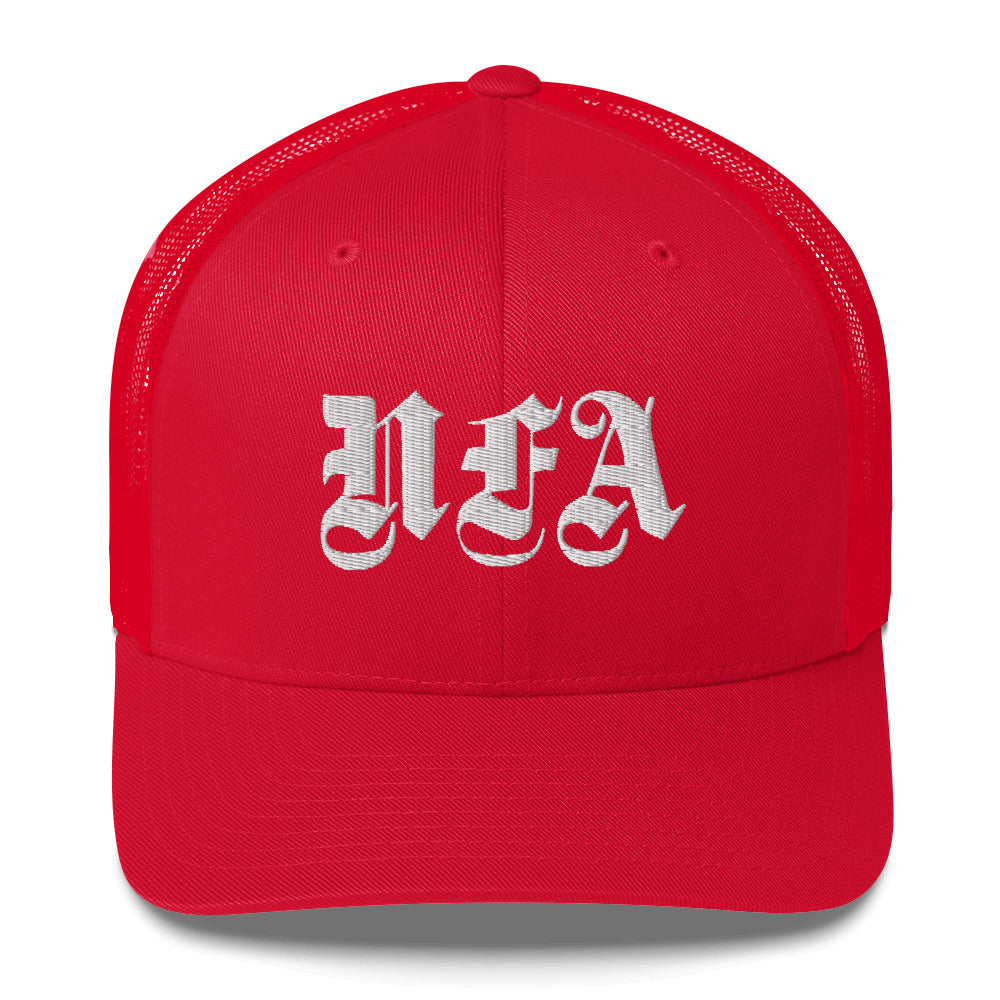 NFA White Embroidery Trucker Cap