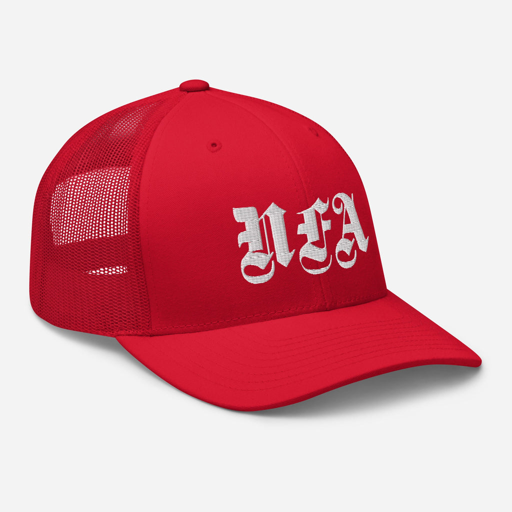 NFA White Embroidery Trucker Cap
