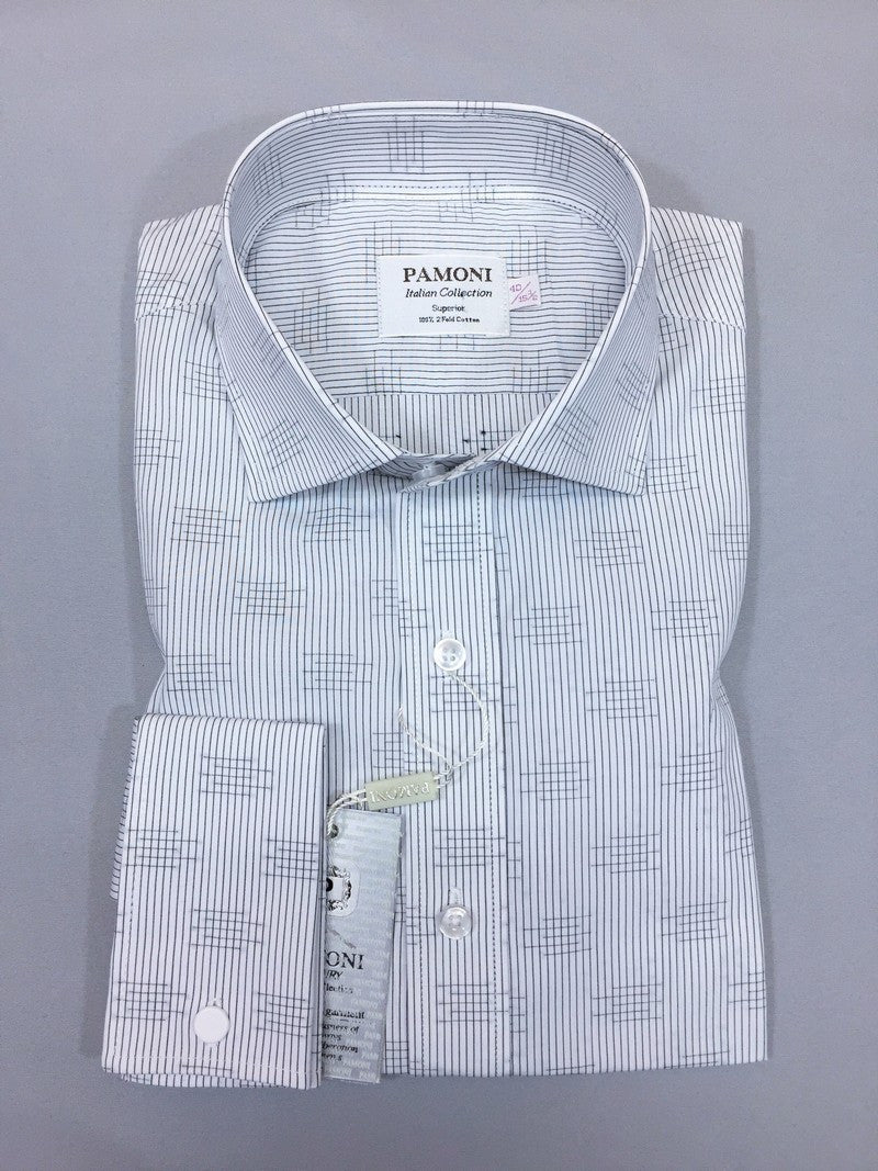 Camisa entallada con estampado de rayas grises