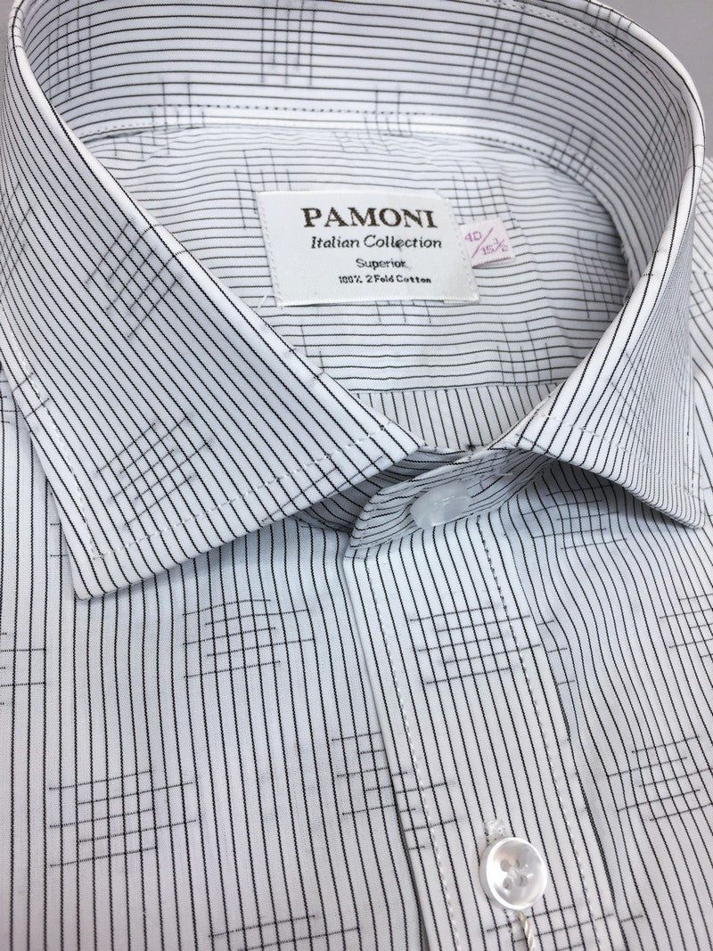 Camisa entallada con estampado de rayas grises