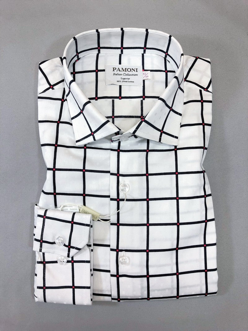 Camisa de cuadros entallada blanca y negra
