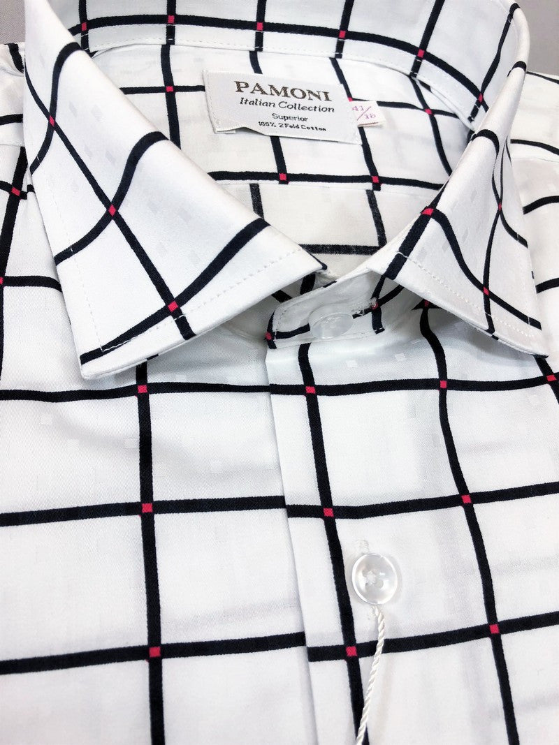 Camisa de cuadros entallada blanca y negra
