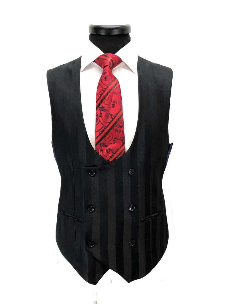 Black Bold Stripe 2-Button 3-Piece Suit