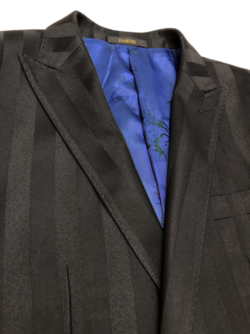 Black Bold Stripe 2-Button 3-Piece Suit