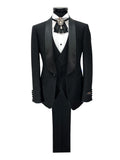 Black 3-Piece Tuxedo With Satin Shawl Lapel