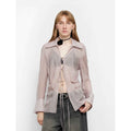 Silk Chiffon Light and Hazy Feeling Cool Drape Lace-Up Sun Protection Shirt Summer "Hazy Moonlight"