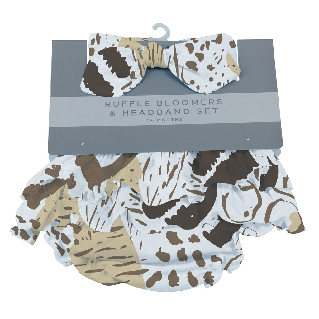 Conjunto de diadema y bombacho de bambú con volantes y estampado animal
