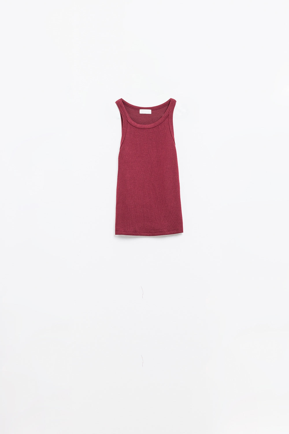 Sleeveless Burgundy Top With Ribbed Details
