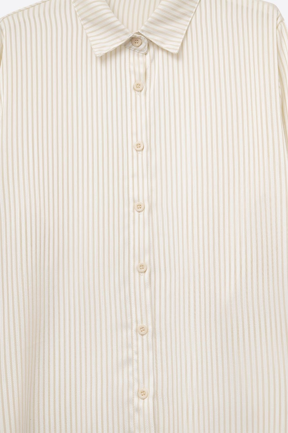 Soft Fabric Beige Striped Satin Shirt