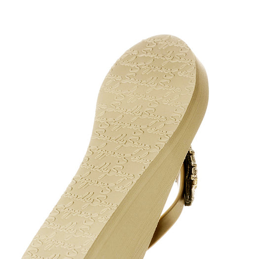 Ojos - Chanclas de cuña media adornadas con pedrería