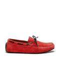 Mocasines de conducción con cordones y suela de neumático, ante rojo