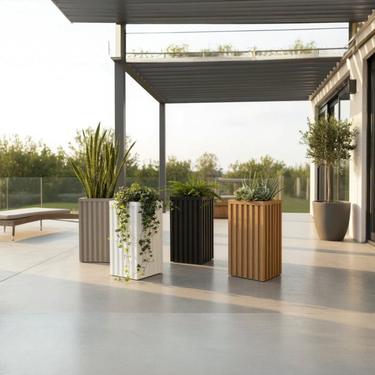 Square Grove Column Planter