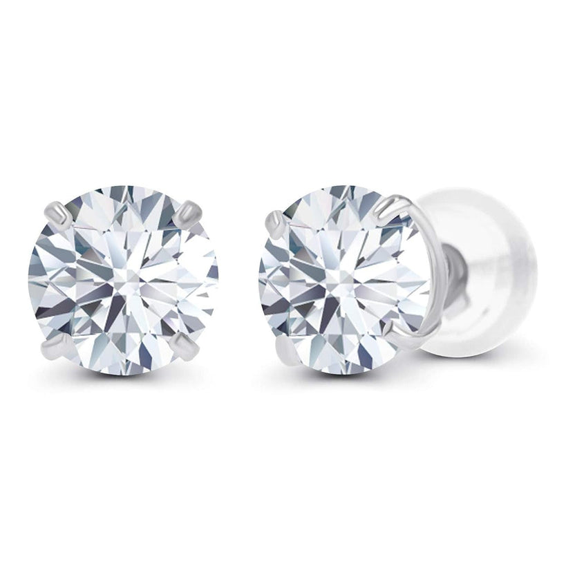 Pendientes de botón con diamantes de laboratorio certificados por AGI de 3.00 CTW en oro de 14K – E/VS