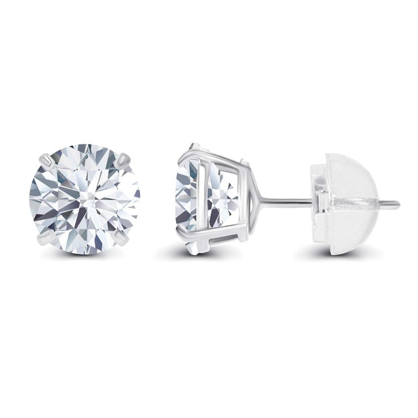 Pendientes de botón con diamantes de laboratorio certificados por AGI de 3.00 CTW en oro de 14K – E/VS