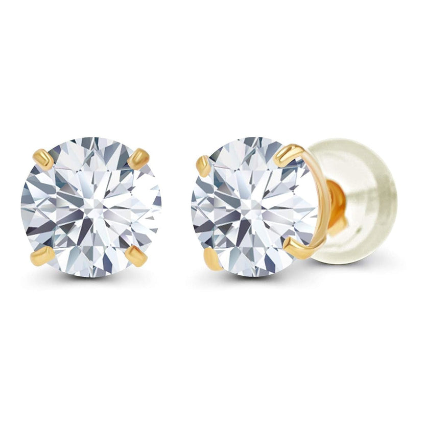 Pendientes de botón con diamantes de laboratorio certificados por AGI de 3.00 CTW en oro de 14K – E/VS
