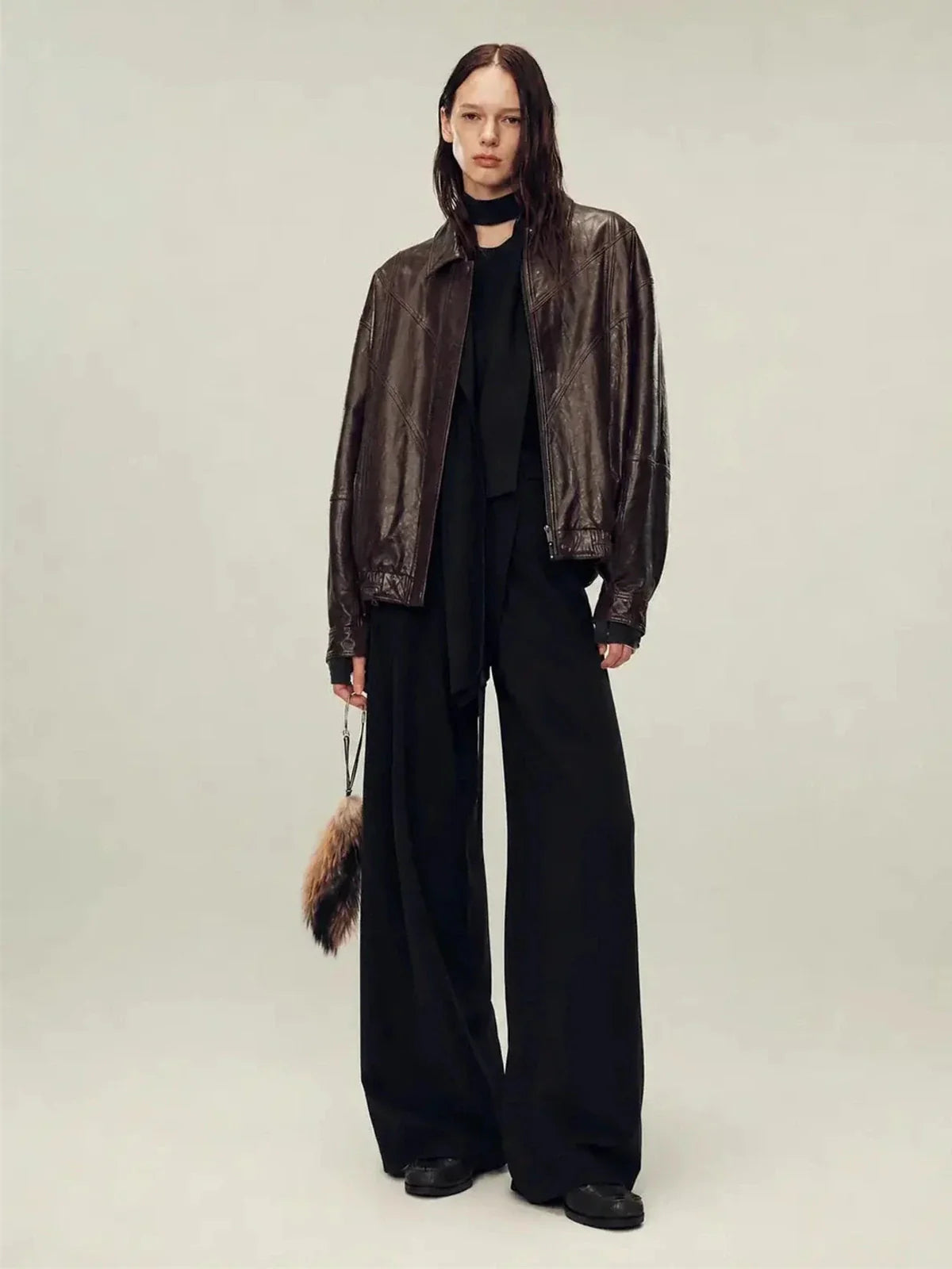 Fireladyfur Women's Suede Top-Grain Sheepskin Leather Jacket