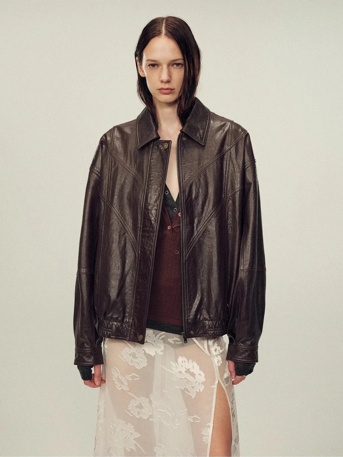 Fireladyfur Women's Suede Top-Grain Sheepskin Leather Jacket