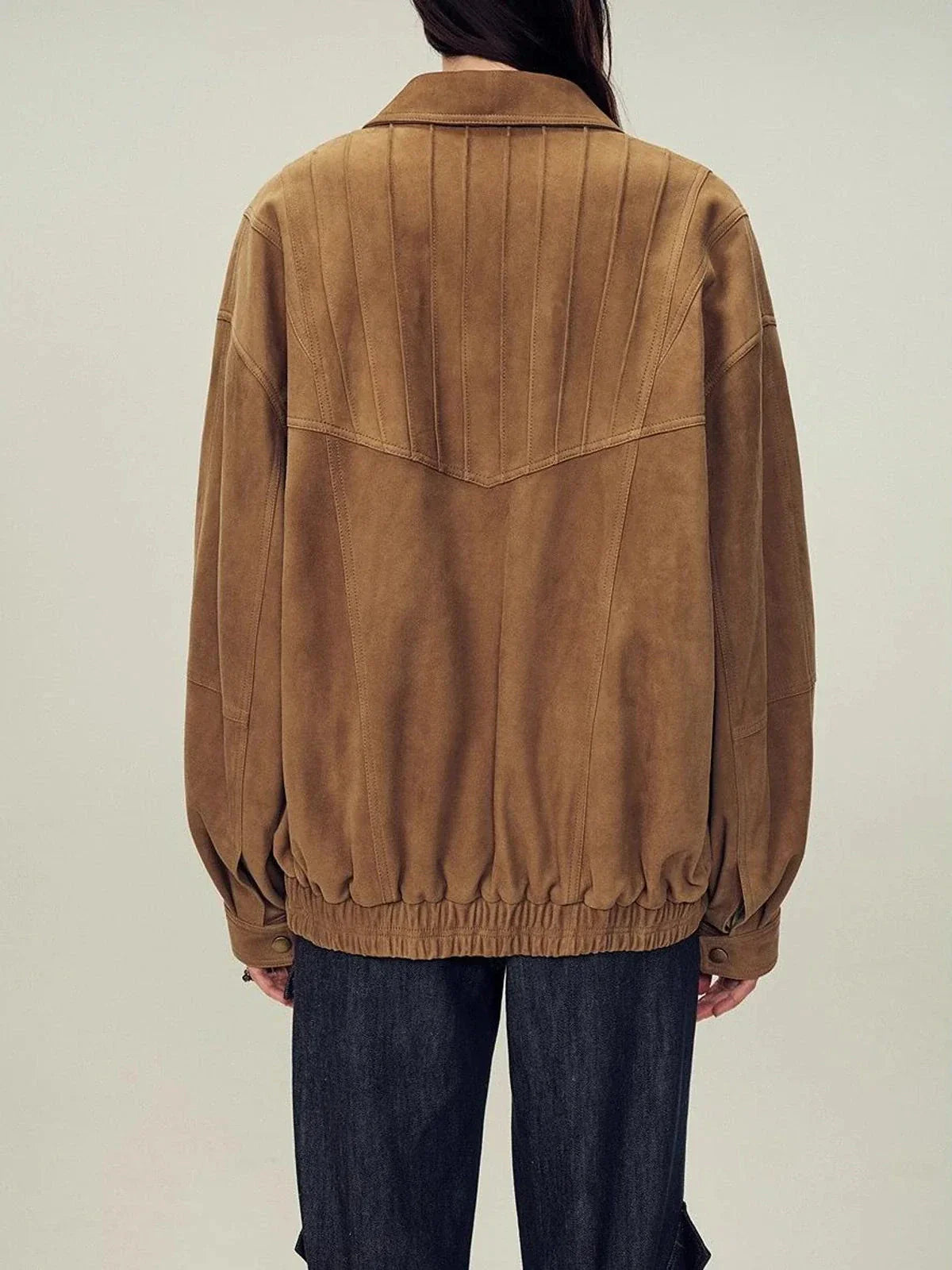Fireladyfur Women's Suede Top-Grain Sheepskin Leather Jacket