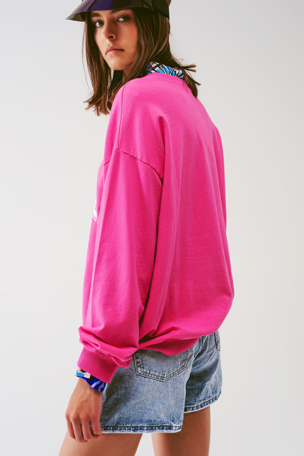 Sudadera con texto "Los Angeles 77" en color rosa