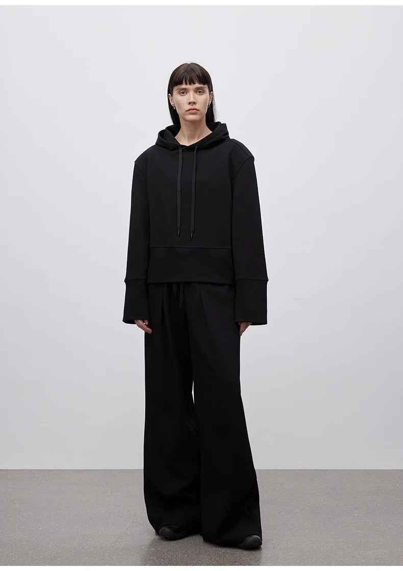 "Time Travel" Short Hooded Sweatshirt for Women, Sports Style Set, Autumn and Winter Casual Sweatpants With Straight-Leg