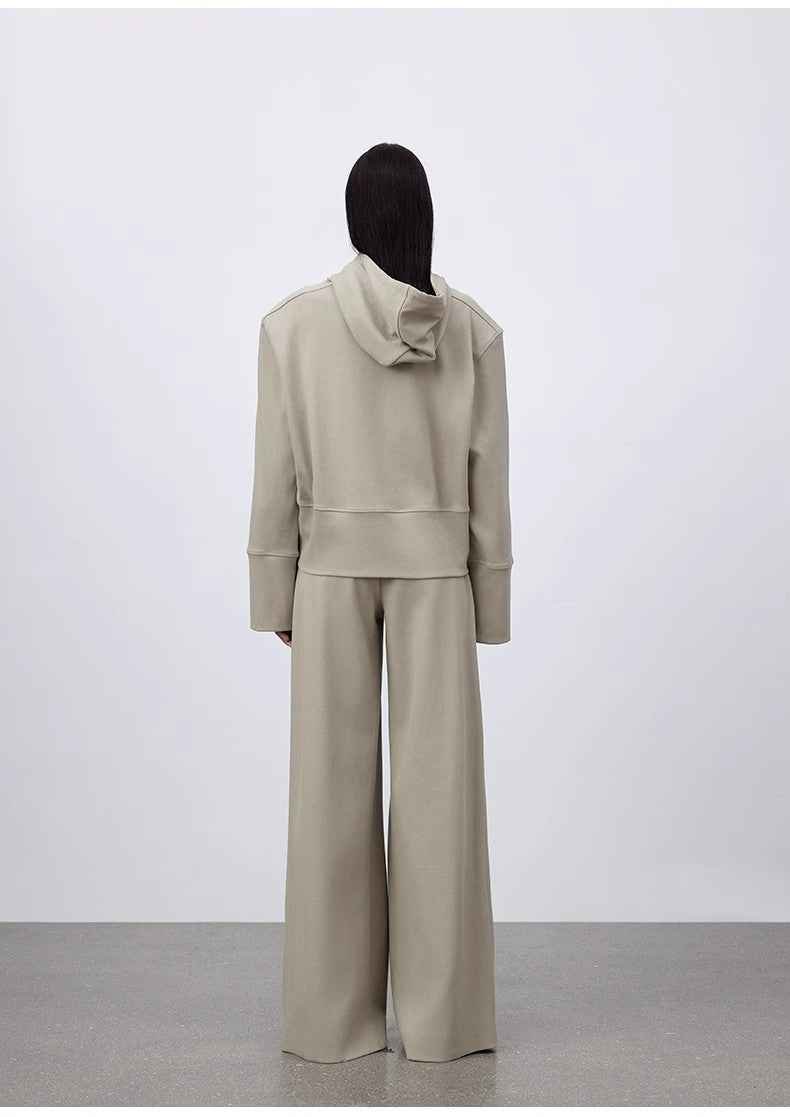 "Time Travel" Short Hooded Sweatshirt for Women, Sports Style Set, Autumn and Winter Casual Sweatpants With Straight-Leg