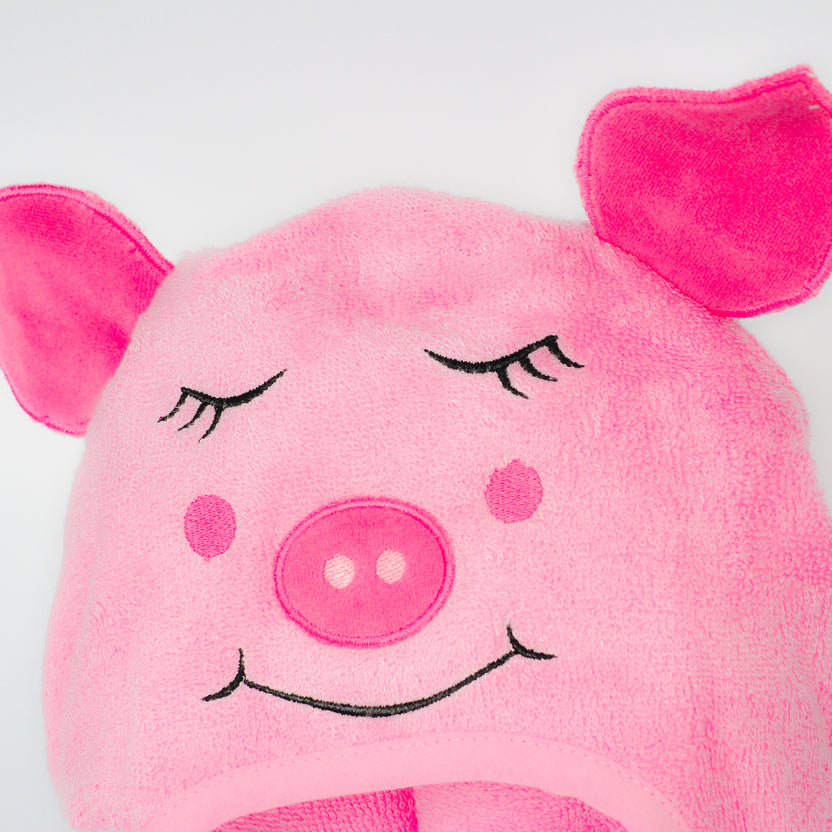 Bamboo Rayon Piggy Hooded Turkish Towel: Little Kid