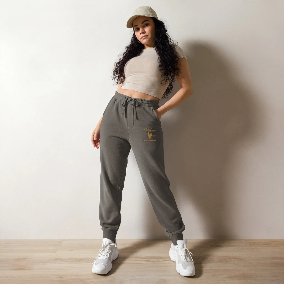 Self Love Unisex Pigment-Dyed Sweatpants With Old Gold Embroidery - Unisex Sweatpants