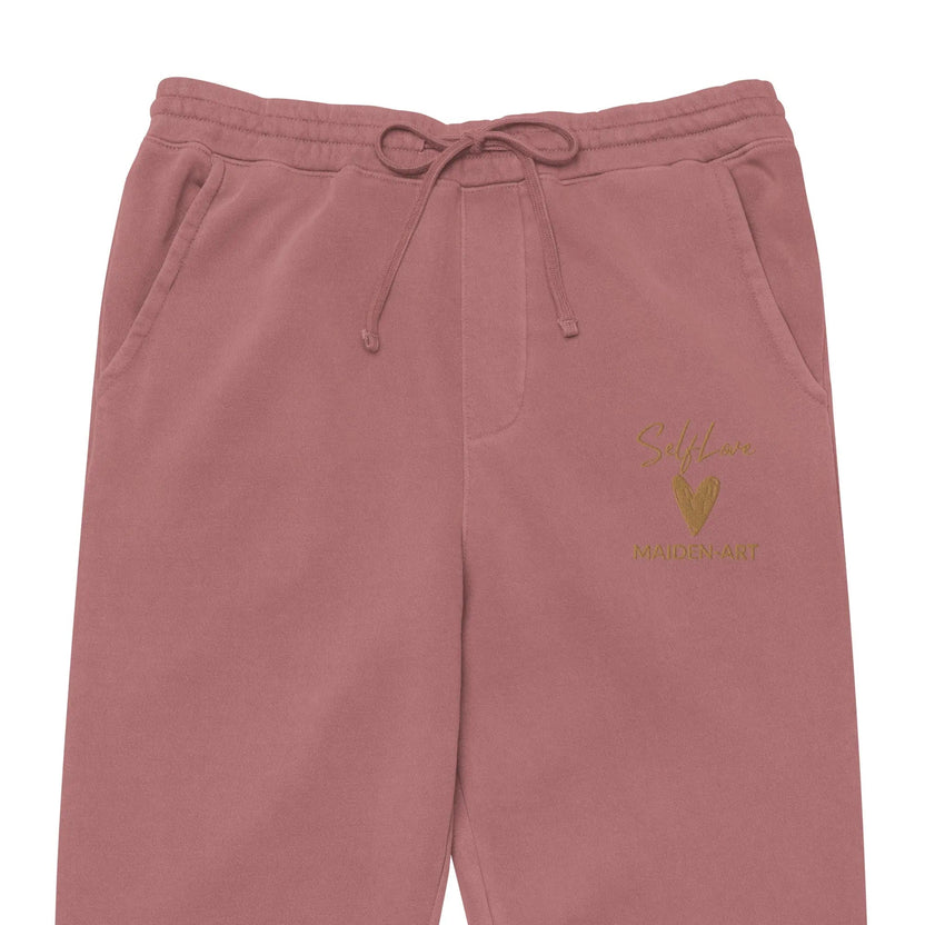 Spodnie dresowe unisex Self Love, barwione pigmentowo, z haftem w kolorze starego złota – spodnie dresowe unisex