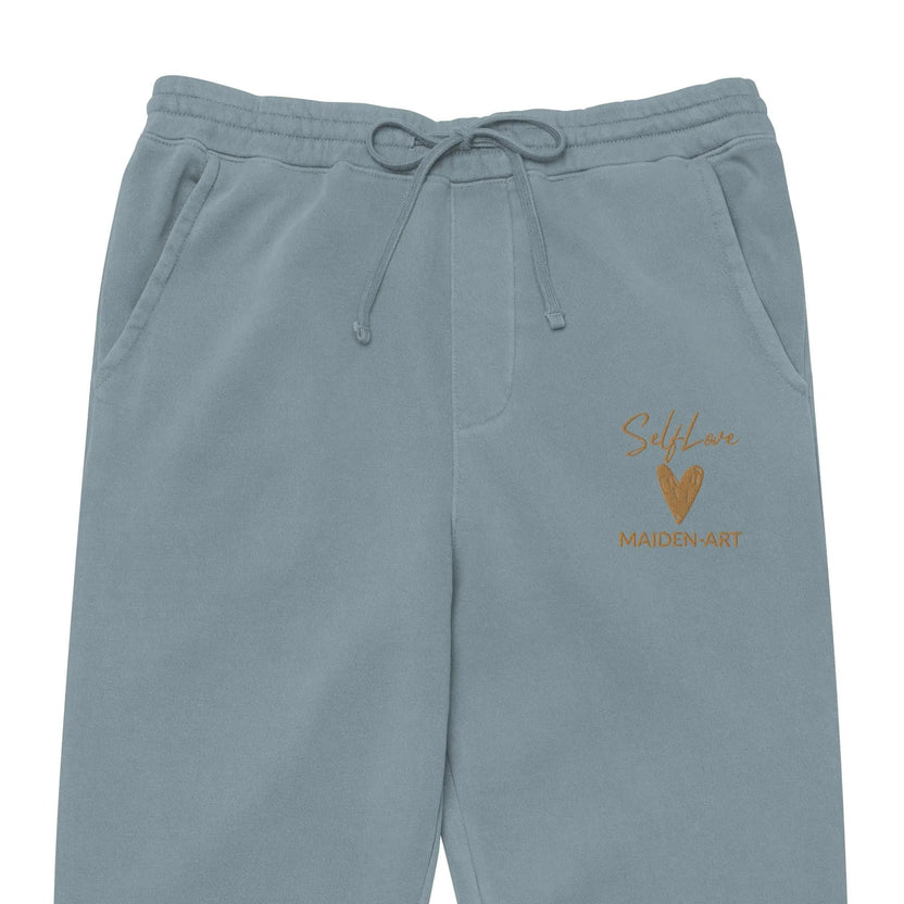 Spodnie dresowe unisex Self Love, barwione pigmentowo, z haftem w kolorze starego złota – spodnie dresowe unisex